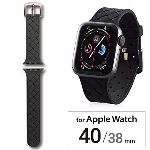 エレコム Apple Watch バンド 40mm/38mm シリコン イントレチャート ブラック AW-40BDSCIBK エレコム Apple Watch バンド 40mm/38mm シリコン イントレチャート ブラック AW-40BDSCIBK