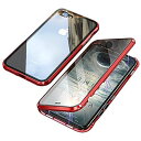 UNIQUEスマホiPhone 7/8 用ケース iPhone 7/8 用カバー 透明 両面強化ガラス 360°全面保護 アイフォン7/8 用ケース マグネット式 金属ケース ワイヤレス充電 対応 軽量 薄型 レンズ保護 iPhone7/8 レッド