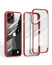 2021 iPhone 13 Pro Max ケース 前後 両面ガラス ソフト tpu フレーム 耐衝撃 ガラスカバー クリア 透明 カバー 360度保護 表裏 両面 強化ガラス 軽量 薄型 両面カバー 人気 おしゃれ iPhone13ProMax 赤(2)