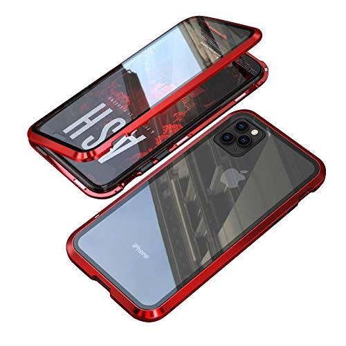 UNIQUEスマホiPhone 11 Pro 用ケース iPhone 11 Pro 用カバー 透明 両面強化ガラス 360°全面保護 アイフォン11 Pro 用ケース マグネット式 金属ケース ワイヤレス充電 対応 軽量 レッド UNIQUEスマホiPhone 11 Pro 用ケース iPhone 11 Pro 用カバー 透明 両面強化ガラス 360°全面保護 アイフォン11 Pro 用ケース マグネット式 金属ケース ワイヤレス充電 対応 軽量 レッド