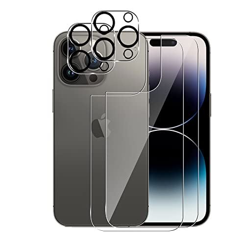 Fitudoos【2枚+2枚】For iPhone 14 Pro （ 6.1インチ） 背面 専用 フィルム + レンズ保護 フィルム 液晶保護 ガラスフィルム 9H硬度 /