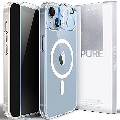 superdivision [3 in 1] 360°全面保護 iPhone 14 ケース MagSafe対応 + スクリーンガラスフィルム1枚 + カメラレンズガラスフィルム1枚【衝撃吸収/PC背面 + TPUバンパー ...