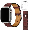 万屋-JP(工場直販) ベルトが適用 Apple Watch 45mm/44mm/42mm兼用 レザーバンド 7世代専用フィルム付き透明保護カバー付きます ベルトが適用Apple Watch Series 7~1世代 ルージュH/黒