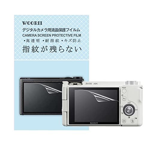 【WOORII】デジタルカメラ液晶保護フィルム PET製 2枚入り SONY VLOGCAM ZV-E10/E10L/ZV-1対応 高光沢 耐衝撃タイプ 指紋防止 気泡ゼロ 高感度タッチ 貼り付け簡単