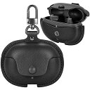 Beats Studio Buds 用 ケース Beats Studio Buds 用レザーケース レザー製 全面保護 カバー 耐衝撃 防水 防塵 カラビナ・キーチェーン付き 充電便利 LEDライトが見える ブラック