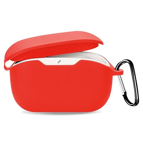 JBL WAVE BUDS 用 ケース 保護カバー シリコン素材 柔らかい 【KONXISA】 着装まま充電可能 耐衝撃性 防水防塵 紛失防止 着脱簡単 洗いやすい JBL WAVE BUDS 対応 【レッド】