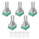 uxcell カーボンフィルムテーパーポテンショメータ 可変抵抗器 100KΩ シングルロータリー RV097NS 5個入り