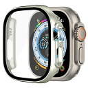 Apple Watch 8 ultra 49mm 用 ケース 旭硝子材ガラスフィルム 一体型 装着簡単 全面保護 高透光率 指紋防止 9H硬度日本旭硝子材 防水 防雪 防塵 PC素材 衝撃吸収 アップルウォッチ8 シルバー(2)