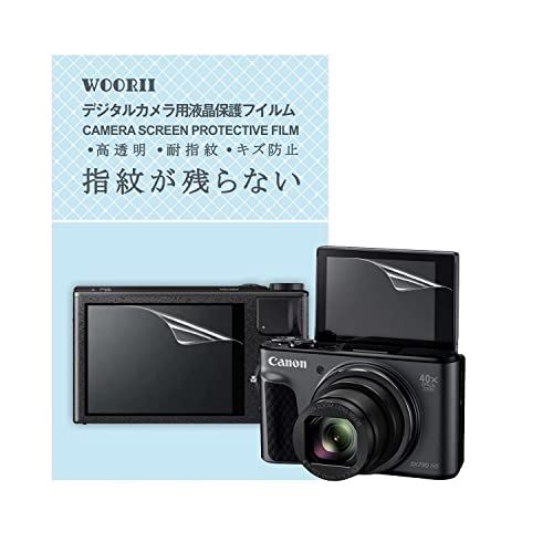 【WOORII】Canon PowerShot SX740 HS/SX730 HS用 デジタルカメラ液晶保護フィルム PET製 2枚入り 高光沢 耐衝撃タイプ 指紋防止 気泡ゼロ 高感度タッチ 貼り付け簡単