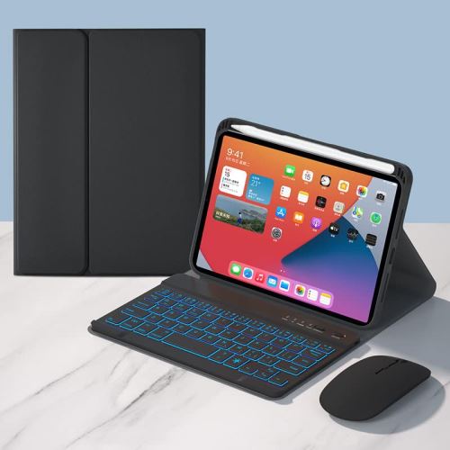 iPad Pro 12.9 2022キーボードケース，ワイヤレスマウス付き，分離式 7色バックライトワイヤレスBluetoothキーボード，iPad ... iPad Pro 12.9インチ 通用 黒
