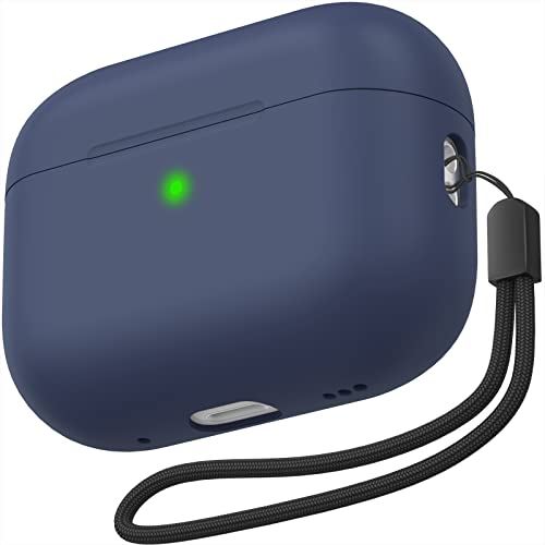 NIUTRENDZ 超薄型 Airpods Pro2 ケース シリカゲル保護カバー 分離式 LED可視 全面保護 落下防止 キズ防止 耐衝撃 防塵 Airpods Pro 第2世代（2022）用 (Airpods Pro Midnight Blue