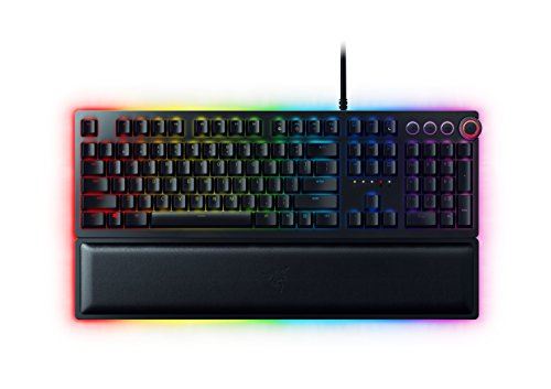 Razer Huntsman Elite：オプトメカニカルスイッチ - マルチファンクションデジタルダイヤル＆メディアキー - レザーレットレストレスト - 4面アンダーグロー - ゲーム用キーボード