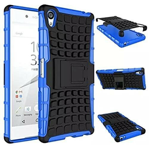 iCoverCase ソニー SONY Xperia Z5 Premium / Z5 Premium Dual SO-03H ドコモ 用 アウトドア 旅行 オフィス 室内 用 頑丈 ケース TPU PC 二重構造 スタンド機能付き スマホケース オシャレ 衝撃吸収 電波影響なし バンパーケース 保護カバー 携帯 ブルー