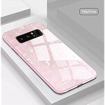 Samsung Galaxy Note 8 夢贅沢なシェル強化ガラスバックケース、SevenPanda Samsung Note 8 2017強化されたガラスバックカバー柔らかい電気メッキバンパーフレームアンチスクラッチ保護ケースSamsung Galaxy Note 8用 - ピンク シェル - ピンク