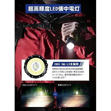 懐中電灯 LED usb充電式 超高輝度 強力 軍用 IPX7完全防水 600ルーメン 5つ点灯モード Litom フラッシュライト ハンディライト 防錆 耐久 耐衝撃 コンパクト アウトドア 防災 停電時用