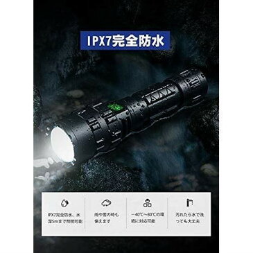 懐中電灯 LED usb充電式 超高輝度 強力 軍用 IPX7完全防水 600ルーメン 5つ点灯モード Litom フラッシュライト ハンディライト 防錆 耐久 耐衝撃 コンパクト アウトドア 防災 停電時用