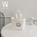 スマイルマーク帆布ミニバッグ【WHITE ROOM〜 ホワイトルーム052】バッグ ショルダー ミニマリスト トートバッグ 手さげバッグ 巾着 旅行 肩掛け 肩...
