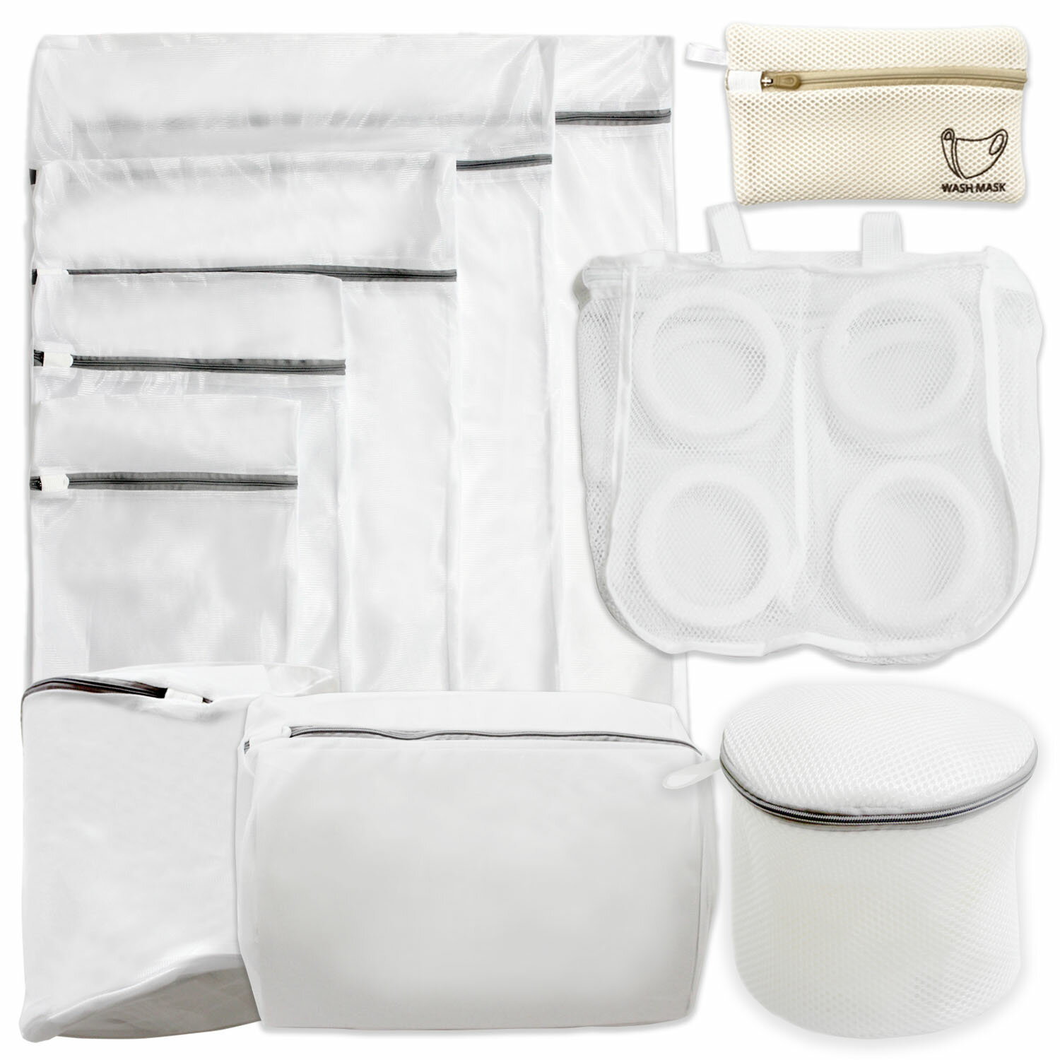 洗濯ネット 10点セット ランドリーネット マスク 型崩れ防止 衣類 下着 特大 角型 筒形 旅行用