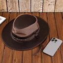 【 クーポン利用で10%OFF 】送料無料 カウボーイハット 本革 テンガロンハット レザーキャップ 帽子 メンズ 本革 牛革 ハンドメイド 手作り 手織り サ...