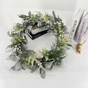 【 10%OFFクーポン配布中】送料無料 リース 結婚式 ユーカリ 44cm 造花 花輪 北欧風 おしゃれ ドアリース フラワーギフト 贈り物 壁掛フラワー 室...