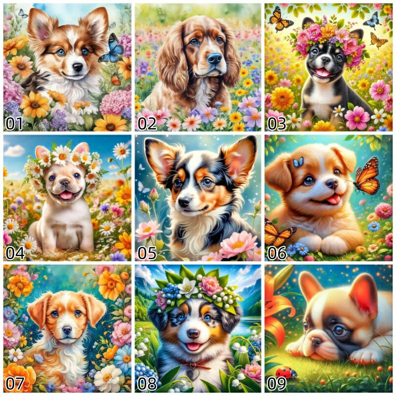 【19-28日！15%OFFクーポン配布中】送料無料 刺繍キット動物 犬 5D 仙塵&AB ダイヤモンドアート キット..