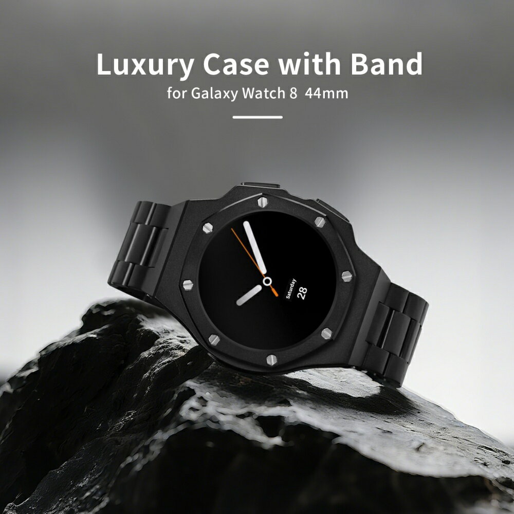 【クーポン利用で10%OFF】送料無料 galaxy watch 8 Classic 46mm 一体型 交換用 バンド ステンレス カバー プレゼント レザー メンズ galaxy watch 8 40/44mm バンド Galaxy watch 8 一体型 バンド の改造 オールインワンバンド ブラックケース
