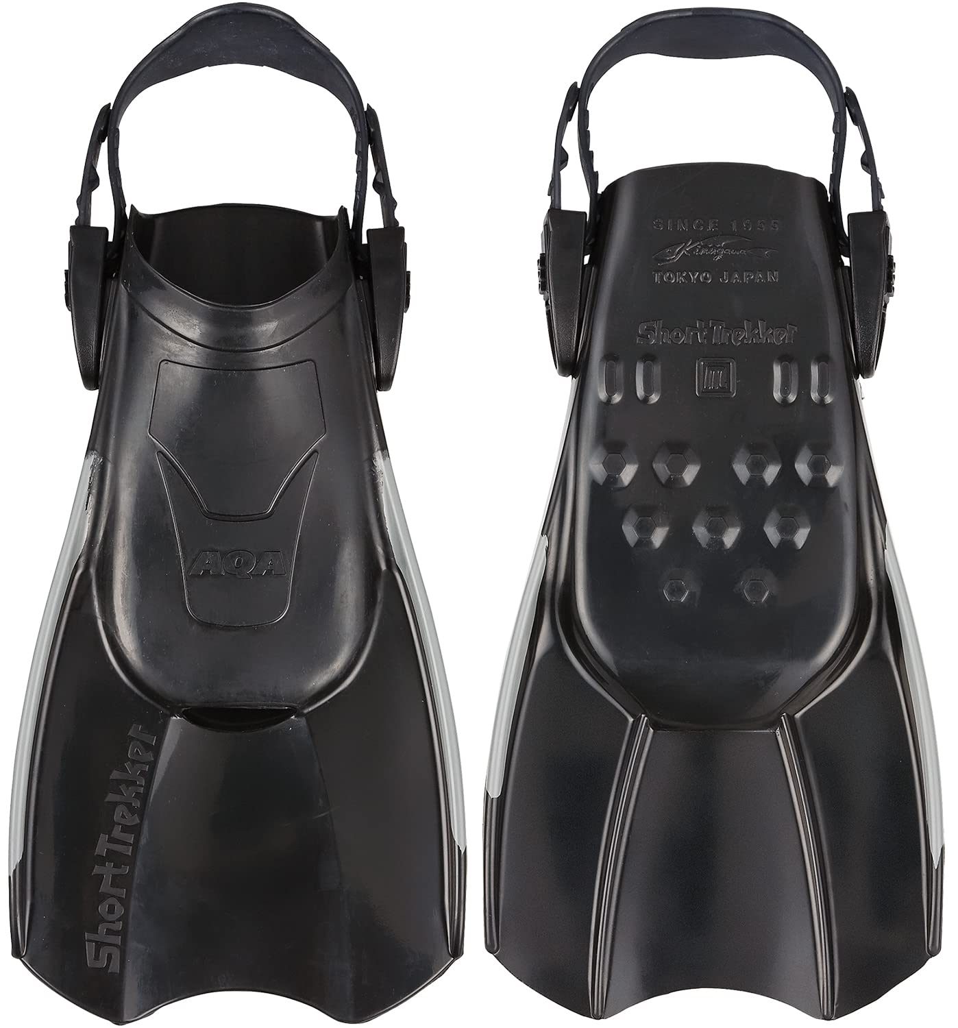 エーキューエー(AQA) マリンスポーツ フィン ショートトレッカー ブラック/グレー(02) L KF2497K