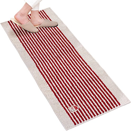 オカ カーサ キッチンマット 約45cm×120cm【レッド】(台所マット ボーダー CASA)