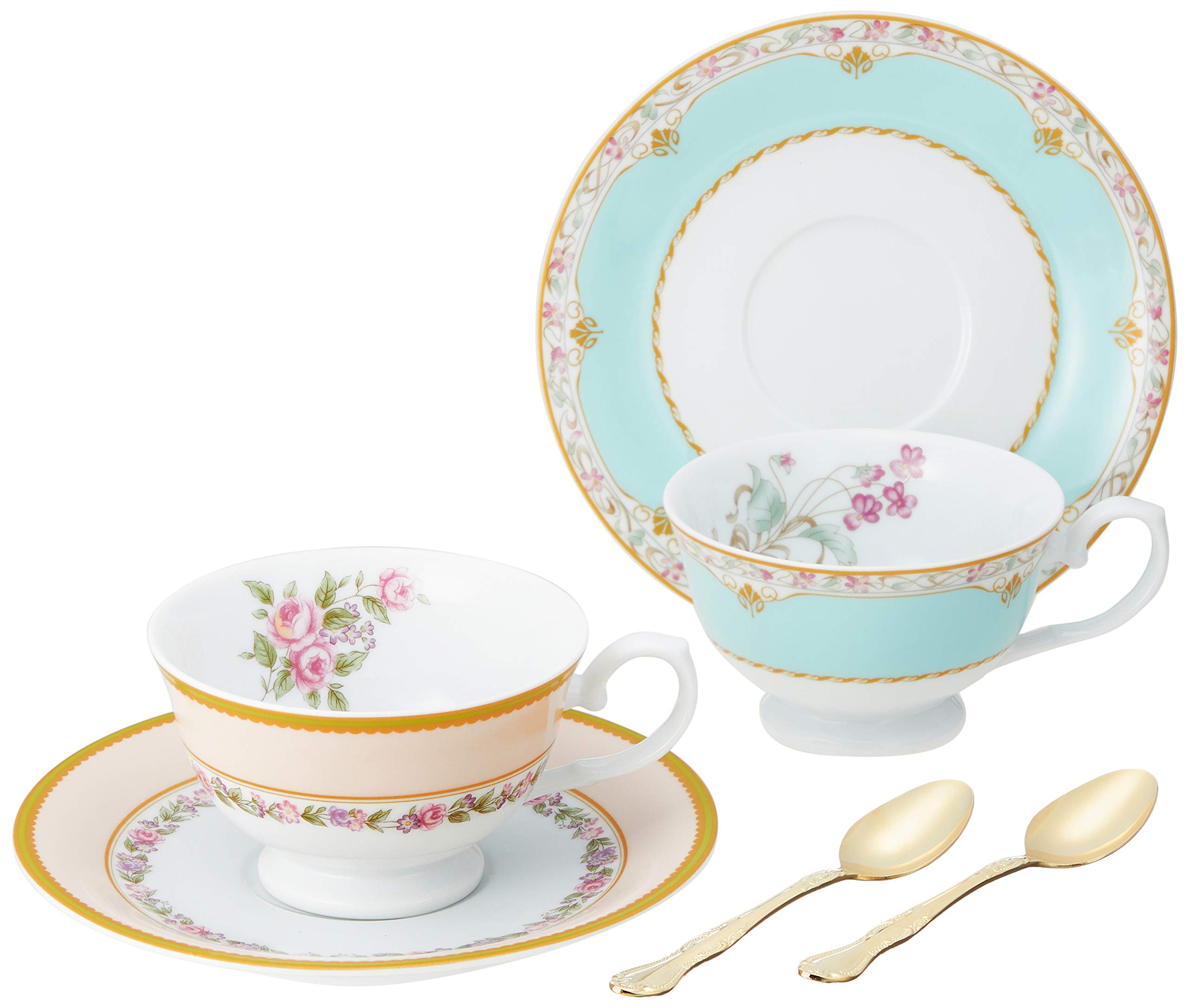 NARUMI(ナルミ) カップ ソーサー セット フローラルブティック 190cc スプーン付 2客セット 41720-33457