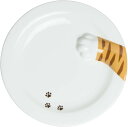 サンアート かわいい食器 「 横から猫 」 とらねこプレート(足跡付) 中皿 直径22cm 白 SAN2505