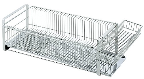 下村企販 シンプルで洗練された 水切りラック スリム 横置き 【日本製】 お皿が立てられる 様々な食器に対応 小物も置ける 水が流れるトレー 箸