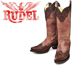 [Botas RUDEL]　ルーデル　RUDJ001　Crater Cognac　クレーター・ブラウン　レディース　本革　ウエスタンブーツ　カウガールブーツ　ロングブーツ