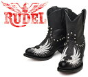 [Botas RUDEL]　ルーデル　RUDJ004　Bokl Negro　ブラック　レディース　本革　スタッズ　ウエスタンブーツ　カウガールブーツ　ショートブーツ