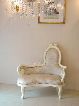 輸入家具 オーダー家具 プリンセス家具 リボンの女優ソファ オードリー ホワイト 花かご柄ゴールドの張り地