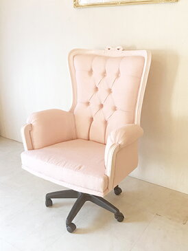 輸入家具 オーダー家具 プリンセス家具 デスクチェア オードリーリボンの彫刻 バービーピンク色