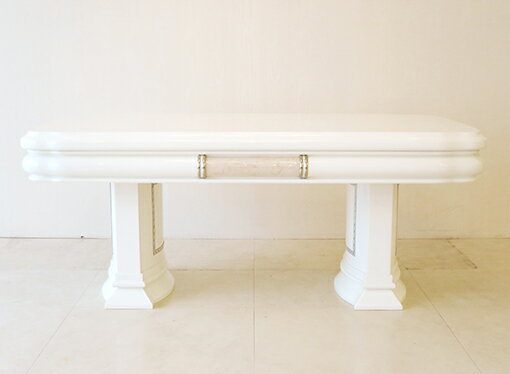 輸入家具 オーダー家具 プリンセス家具 アフロディーテ センターテーブル W110 ホワイトグロス色 クリームベージュ大理石の装飾