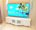 TVボード ラウンドデザイン 4点組立て式 W210cm ローズ&リボン イニシャルハート オードリーリボンの彫刻 スーパーホワイト色 クリスタルつまみ 輸入家...