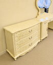 チェスト W100cm ビバリーヒルズの彫刻2 引出し3段 前面ラウンド マーブルクリーム色 シルバーの取っ手 輸入家具 オーダー家具 プリンセス家具 姫系家具