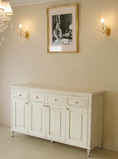 マダム・ココ サイドボード 輸入家具 プリンセス家具 姫系家具 姫系 姫 白家具 白 チェスト 収納 棚