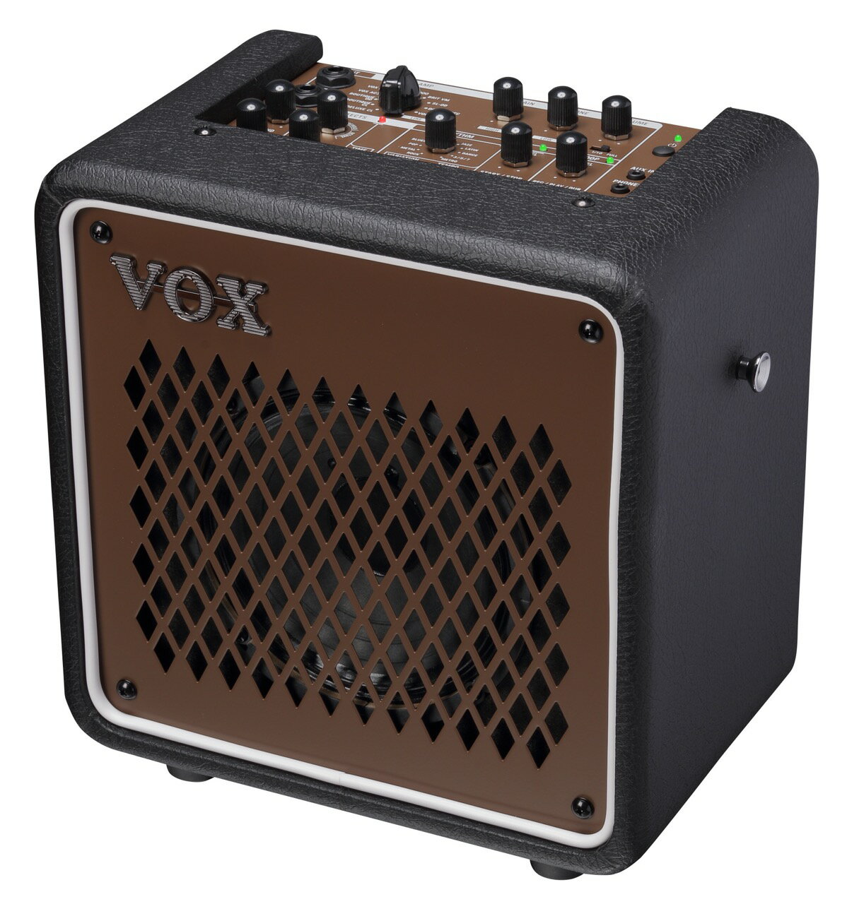 「VOX MINI GO 10 ~BR(Earth Brown)~」 FEATURES VOX MINI GO シリーズに新色が登場！ 軽量・コンパクトでモバイル・バッテリー対応、リアルなアンプ・サウンドや多彩なエフェクトに加えてリズム・マシンを搭載するVOX Mini GOシリーズ。この1台でいつどもどこでも場所を選ばずに最高のパフォーマンスができるVOX Mini GOアンプ・シリーズに、アウトドア、自然派をテーマにした新色がラインナップ！　フレッシュかつアーシーなオーガニック・カラーにより、アウトドアでのお供として、部屋のインテリアにも馴染むギターアンプとなります。 10W出力で6.5インチ・スピーカー搭載、アンプの出力ワット数を切り替えるパワー・セレクト・スイッチやルーパー機能が搭載されており、エフェクトやリズム・マシンなどの機能と併用することにより多彩なソロ・パフォーマンスも可能です。 仕様 / SPECIFICATIONS ■アンプ・モデル : 11種類 (DELUX CL, BOUTIQUE CL, BOUTIQUE OD, VOX AC30, VOX AC30TB, BRIT800, BRIT VM, SL-OD, DOUBLE-REC, VOCODER, LINE) ■エフェクト・タイプ: 8種類 (CHORUS, PHASER, TREMOLO, OCTAVE) + (A.DLY, D,DLY, SPRING, HALL) ■リズム・パターン：33種類 / リズム・テンポ設定範囲: 40 ~ 240 BPM ■ルーパー: 0.25〜45 seconds ■スピーカー：6.5インチ ■Eチューナー測定範囲: E1 ~ E6(41.2 Hz ~ 1318.5Hz) ■外形寸法／重量（W×D×H／kg）: 296 x 210 x 294 mm／4.5 kg *製品の外観及び仕様は予告なく変更することがあります。 *製品の色調は実際の色と多少異なることがあります。 WEST MUSICからのお知らせ ※画像はメーカーサンプルです。 ※ネット上の在庫状況の反映には迅速を務めておりますが、万が一店頭で完売した場合はご了承くださいませ。 ※ご不明な点はメール・お電話にて、お気軽にお問い合わせください。