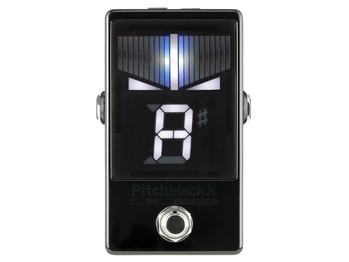 「KORG Pitchblack X CHROMATIC PEDAL TUNER」 FEATURES ＊トゥルー・バイパスと新開発のULTRA BUFFERを切り替え可能 ＊ブライト・モード設定も可能なメーターLEDによる高い視認性 ＊±0.1セントまで追い込める超高精度チューニング ＊4種類のメーター・ディスプレイ・モード ＊電池でも動作可能 ■「ULTRA BUFFER」とは？ ULTRA BUFFERとは、バイパス時の音質を向上させ、チューナーとの接続に長いシールドケーブルを使用する場合や、複雑なエフェクト・ボードにチューナーを組み込む場合でも、音質を維持することができる新開発のバッファーです。 エレキギターの大半は、高インピーダンス出力のパッシブ・ピックアップが搭載されています。 シールドケーブルを使う場合、約5mで音質（通常は高音域）が劣化し、シールドケーブルが長くなればなるほどさらに劣化してしまいます。 ULTRA BUFFERは、長いシールドケーブルを使う際も信号の劣化を防ぎ、ペダルがオフの状態でもクリーンでクリアな音質を維持します。 ■トゥルー・バイパスと新開発のULTRA BUFFERを切り替え可能。 歴代のPitchblackと同様に、入力された音に影響を与えず、そのままの音を出力できるトゥルー・バイパスはもちろんのこと、新開発のULTRA BUFFERを搭載。 ULTRA BUFFERは、バイパス時の音を高音質化することができるので、チューナーを長いケーブルに繋いだり大きなエフェクター・ボードに組み込んでも音色を保つことが可能になります。 Pitchblack Xでは、好みや環境にあわせてトゥルー・バイパスとULTRA BUFFERとを切り替えることができます。 ■ブライト・モード設定も可能なメーターLEDによる高い視認性。 ディスプレイを大型化しただけでなく、メーターLEDの数を増やすことで圧倒的な視認性を実現しました。 また、ブライト・モード（輝度）の設定を2段階で変更できるため、日の光が反射する野外ステージのような過酷な環境でも、さらに確実な視認性を得ることが可能になりました。 チューニングが合ったときに両サイドの三角形のLED表示がピカピカと点滅するので、安心感があり心地良いチューニング体験をもたらしてくれます。 ■±0.1セントまで追い込める超高精度チューニング。 ストロボ・モード時、±0.1セントの超高精度なチューニングが可能。 プロフェッショナルなレコーディングやステージの現場など、細かな誤差も見逃せないシビアな現場でも活躍します。 ■4種類のメーター・ディスプレイ・モード。 プレイヤーのスタイルに合わせ、4種類のメーター表示方式から選択可能。 オーソドックスな「レギュラー・モード」のほか、メーターが流れる方向と速度でピッチの変化を示し、細かな誤差まで視認しやすい「ストロボ・モード」「ハーフ・ストロボ・モード」、そして2つのLEDが左右から中央に向かって重なるようにチューニングする「ミラー・モード」を搭載しています。 ■電池でも動作する堅牢なボディ 9V型乾電池でも動作するので、エフェクター・ボードを持ち歩かないプレイヤーにも最適です。 specification / 仕様 ●音律 ：12平均律 ●測定範囲：E0（20.60Hz）〜C8（4,186Hz） ●測定精度：±0.1セント（ディスプレイ・モード：ストロボ） ●基準ピッチ範囲：A4=436〜445Hz（1Hzステップ） ●入力インピーダンス：1MΩ（チューナー・オン時） ●ディスプレイ・モード：レギュラー、ストロボ、ハーフ・ストロボ、ミラー ●接続端子：INPUT端子（φ6.3モノラル標準ジャック）、BYPASS端子（φ6.3モノラル標準ジャック）、DC 9V IN端子 ●電源:9V形乾電池（6LF22/6LR61/6F22）×1、または別売ACアダプターKA181（9V、センターマイナス） ●電池寿命:チューナー・オン時、連続約24時間（9V形アルカリ乾電池使用、A4連続入力、ディスプレイ・モード：レギュラー） チューナー・オン時、連続約5時間（9V形マンガン乾電池使用、A4連続入力、ディスプレイ・モード：レギュラー） ●消費電流：最大28mA ●外形寸法：69（W） × 110（D） × 49（H） mm（突起物含む） ●質量：248 g（電池含む） ●付属品：ご購入のお客様へ、安全上のご注意、ゴム足（1シート）、動作確認用9V形マンガン乾電池×1 ●別売アクセサリー：ACアダプターKA181（9V、センターマイナス） ※ACアダプターKA181は下記リンク先からお求めください。 ACアダプターKA181 WEST MUSICからのお知らせ ※簡易梱包での発送となります、パッケージの変形等はご了承下さいませ。 ※画像はメーカーのサンプルです。 ※予告なくデザイン等の変更がある場合がございます。 ※上記をご了承のうえ、ご注文をお願いいたします。 ※ご不明な点はメール・お電話にて、お気軽にお問い合わせください。