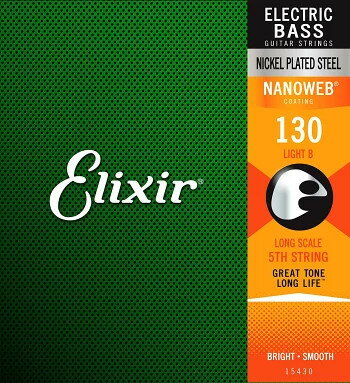 Elixir 5th StringElectric Bass NANOWEB《Nickel Plated Steel》(130/Light B)エレキベース用／ニッケルプレート5弦のみ