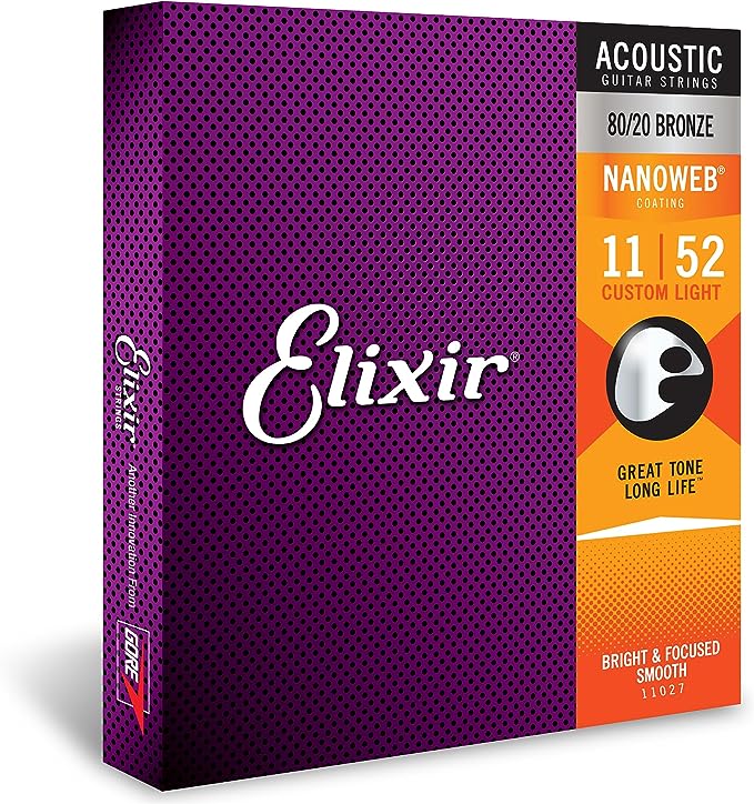 「Elixir ~ NANOWEB BONUS PACK【11027】80/20 Bronze(11-52)」 FEATURE 【エリクサーストリングスについて】 コーティング弦で業界をリードするエリクサーストリングスは、弦全体をコーティングする唯一のギター弦ブランドです。 巻き線の表面だけでなく、巻き線の隙間にもゴミが付着しにくくなっており、 弦が汚れて音色を損なわないようにしています。 エリクサーストリングスは、アコーステイックギター弦、エレクトリックギター弦、ベースギター弦のほか、 バンジョー弦やマンドリン弦の主要なゲージをラインアップしています。 今日、エリクサーストリングスは、Ibanez, Tom Anderson Guitarworks, iGuitar, Carvin, Melancon, Neville, ESP, Palir, Manson, Buscarino, Bacchus Guitarsなど、多くのエレキギターやベースギターの メーカー出荷時の弦として採用されています。 エリクサーストリングスの製品は、動脈瘤治療に使われる医療用機器から高性能なGORE-TEXファブリクスまで、 革新的で技術主導型のソリューションで知られるW. L. Gore & Associates, Inc.で製造されています。 【W. L. Gore & Associates（ゴア）について】 ゴアは、発明と製品イノベーションを重視する技術主導型の企業です。 防水透湿素材のGORE-TEXファブリクスはよく知られており、 これら高機能ファブリクスをはじめ、体内に埋植する医療機器、工業用の製造部品、航空エレクトロニクスにいたるまで、 そのラインアップは多岐にわたります。 私たちは1958年にアメリカを本拠として創業以来、今では年間売上は30億ドルを超え、 アメリカ、ドイツ、イギリス、日本、中国に製造工場、世界中に営業所を持ち、1万人以上のアソシエートを擁しています。 アジアにおいては、香港、北京、上海、深圳、台北、ソウル、シンガポール、 ムンバイ、シドニー、東京、岡山に拠点を構えています。 アメリカにおける企業ランキング「働きがいのある会社ベスト100」では、同ランキングが1984年に開始されて以来、 毎年ランクインし続けている数少ない会社の中の一つです。またアメリカにとどまらず、 韓国、ドイツ、フランス、イタリア、スウェーデン、イギリスでも“最高の職場”として認められています。 【80/20 Bronze Acoustic with NANOWEB Coating】 80/20ブロンズ NANOWEBコーティングは、バランスがよく、生き生きとした音質と長寿命を提供する、 エリクサーの代表的なアコギ弦です。 ＊　全米ナンバー1* アコースティックギター弦 ＊　巻き弦をすっぽりと覆う唯一のコーティング技術が、巻き線の隙間に汚れが入り込むのを防ぐ ＊　他のコーティング／ノンコーティング弦と比べて高音質・長寿命 ＊　弾きたいと思った時にいつでも演奏が可能 ＊　滑らかな弾き心地で演奏性が向上 ＊　フィンガーノイズが減り、ライヴ、レコーディングのどちらにも最適 ＊　耐腐食加工を施したAnti-Rustプレーン弦を採用し、1セットすべての弦で長寿命を実現 ＊　交換の頻度が減り、その分演奏に集中できる SPECIFICATIONS ●種類：80/20 Bronze Acoustic Guitar Strings ●品番：11027 NANOWEB ●ゲージ :【Custom Light】.011 / .015 / .022 / .032 / .042 / .052 ●内容：1セット WEST MUSICからのお知らせ ※画像はメーカーのサンプル画像です。 ※ネット上の在庫状況の反映には迅速を務めておりますが、万が一店頭で完売した場合はご了承くださいませ。 ※価格や仕様は予告なく変更する場合がございます。ご了承ください。 ※ご不明な点はメール・お電話で何でもお気軽にお問い合わせください♪