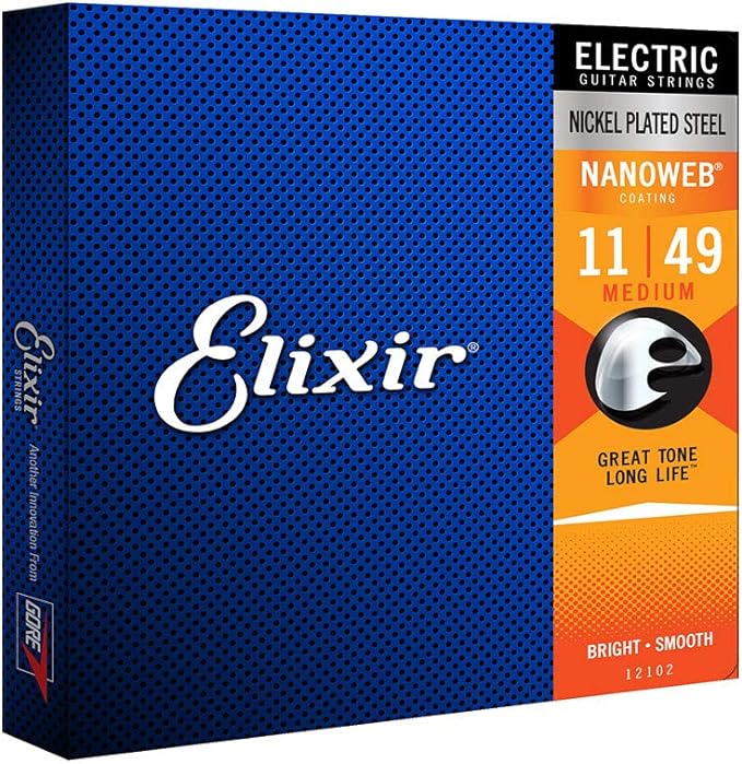 「Elixir ~ NANOWEB 【12102】Medium (11-49)」 FEATURE 【エリクサーストリングスについて】 コーティング弦で業界をリードするエリクサーストリングスは、弦全体をコーティングする唯一のギター弦ブランドです。 巻き線の表面だけでなく、巻き線の隙間にもゴミが付着しにくくなっており、 弦が汚れて音色を損なわないようにしています。 エリクサーストリングスは、アコーステイックギター弦、エレクトリックギター弦、ベースギター弦のほか、 バンジョー弦やマンドリン弦の主要なゲージをラインアップしています。 今日、エリクサーストリングスは、Ibanez, Tom Anderson Guitarworks, iGuitar, Carvin, Melancon, Neville, ESP, Palir, Manson, Buscarino, Bacchus Guitarsなど、多くのエレキギターやベースギターの メーカー出荷時の弦として採用されています。 エリクサーストリングスの製品は、動脈瘤治療に使われる医療用機器から高性能なGORE-TEXファブリクスまで、 革新的で技術主導型のソリューションで知られるW. L. Gore & Associates, Inc.で製造されています。 【W. L. Gore & Associates（ゴア）について】 ゴアは、発明と製品イノベーションを重視する技術主導型の企業です。 防水透湿素材のGORE-TEXファブリクスはよく知られており、 これら高機能ファブリクスをはじめ、体内に埋植する医療機器、工業用の製造部品、航空エレクトロニクスにいたるまで、 そのラインアップは多岐にわたります。 私たちは1958年にアメリカを本拠として創業以来、今では年間売上は30億ドルを超え、 アメリカ、ドイツ、イギリス、日本、中国に製造工場、世界中に営業所を持ち、1万人以上のアソシエートを擁しています。 アジアにおいては、香港、北京、上海、深圳、台北、ソウル、シンガポール、 ムンバイ、シドニー、東京、岡山に拠点を構えています。 アメリカにおける企業ランキング「働きがいのある会社ベスト100」では、同ランキングが1984年に開始されて以来、 毎年ランクインし続けている数少ない会社の中の一つです。またアメリカにとどまらず、 韓国、ドイツ、フランス、イタリア、スウェーデン、イギリスでも“最高の職場”として認められています。 ＜Electric Guitar with NANOWEB Coating＞ エレキ弦 NANOWEBコーティングは、従来のエレキ弦と変わらない存在感、迫力、細やかな表現を提供しながら、 従来のエレキ弦とは比較にならない音質の長寿命を提供するエリクサーエレキ弦の定番です。 ＊　巻き弦をすっぽりと覆う唯一のコーティング技術が、巻き線の隙間に汚れが入り込むのを防ぐ ＊　他のコーティング／ノンコーティング弦と比べて高音質・長寿命 ＊　弾きたいと思った時にいつでも演奏が可能 ＊　滑らかな弾き心地で演奏性が向上 ＊　フィンガーノイズが減り、ライヴ、レコーディングのどちらにも最適 ＊　耐腐食加工を施したAnti-Rustプレーン弦を採用し、1セットすべての弦で長寿命を実現 ＊　交換の頻度が減り、その分演奏に集中できる SPECIFICATIONS ●種類：Nickel Plated Steel Electric Guitar Strings ●品番：12002 NANOWEB ●ゲージ :【Medium】.011 / .014 / .018 / .028 / .038 / .049 WEST MUSICからのお知らせ ※画像はメーカーのサンプル画像です。 ※ネット上の在庫状況の反映には迅速を務めておりますが、万が一店頭で完売した場合はご了承くださいませ。 ※価格や仕様は予告なく変更する場合がございます。ご了承ください。 ※ご不明な点はメール・お電話で何でもお気軽にお問い合わせください♪