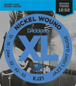 D'Addario ダダリオ【 EJ21】XL Nickel Round Wound Jazz Light .012-.052 ／ジャズ／1セット売り