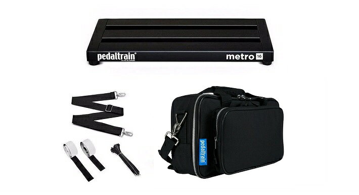 「Pedaltrain M16-SC」 メーカー商品説明 安心の耐久性、それがPedaltrain Pedaltrainは、最高の強度と安定性を誇る、「すのこ型」ペダルボードの老舗です。そのPedaltrainが、過去最高のクオリティーで日本に再び上陸！ ●Metro（メトロ）シリーズ 3段のレールで構成されたMetroシリーズは約20cmの奥行きで、大型エフェクターやマルチエフェクターのサイズにも対応します。 小～中規模のシステムをポータブルなサイズで持ち運びたいプレイヤーに最適なシリーズです。 ソフトケースは充分な厚みと全方面を囲うクッション、そして天面と底面の両方に入ったパネルでペダルを保護。最もパーツ負荷の大きいジッパー部には、世界的なシェアを誇るSBS製の金属ファスナーを新たに採用。高い耐久力でジッパー破損の問題を回避します。撥水仕様。 仕様 / SPECIFICATIONS ●PT-M16-SC（ソフトケース・セット） ・ソフトケース外寸：44.4 cm x 24.7 cm x 11.4 cm ・総重量（ボード込）：980g ●Metro16 ペダルボード・スペシフィケーション ・エフェクターを5～7個搭載可能。 ・レーン数：3 ・傾斜なし ・寸法：40.6 cm x 20.3 cm x 3.5 cm ・重量：580g ●付属品 ・Metro16 ペダルボード ・ソフトケース（ストラップ付） ・マジックテープ（約122cm） ・結束バンド ※画像に含まれるコンパクトエフェクターは付属いたしません。 ※免責事項 : 価格や仕様は予告なく変更する場合がございます。予めご了承ください WEST MUSICからのお知らせ ※画像はメーカーサンプル画像です。(デザインは予告なく変更される場合がございます。) ※ネット上の在庫状況の反映には迅速を務めておりますが、店頭、他サイトにて完売した場合はご了承くださいませ。 ※ご不明な点はメール・お電話でお気軽にお問い合わせください♪
