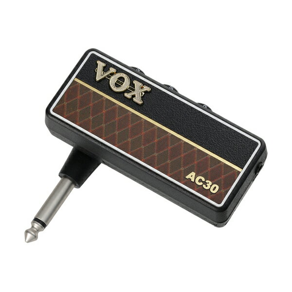 VOX amPlug2 Headphone Amp サウンド、利便性が格段に向上！ヘッドホン・アンプの大本命「amPlug」が第二世代になりました！ ギターに直接プラグ・インできるカジュアルさ、アナログ回路にこだわった本格サウンド、バリエーション豊富なラインナップと、2007年の登場以来、超ロングセラーを続けるamPlugシリーズが一新。 こだわりのアナログ回路を大幅に改良し、各モデルに3つのモードを用意。ギター・タイプにはエフェクト機能、ベース・タイプにはリズム機能をプラス。さらに180度回転する収納式プラグ機構、自動電源オフ機能と、ユーザビリティも格段にグレードアップしました。 もっともシンプルに本格的なサウンドが得られるamPlugなら、場所を選ばず様々なシチュエーションでギタリスト/ベーシストをサポートします。 ＜主な特徴＞ ・ギター・ケーブル不要。ギターに直接プラグ・イン。最速で本格的サウンドが得られるヘッドホン・ギター・アンプの最新バージョン ・完全アナログ仕様の回路をすべて刷新し、さらにクリアで臨場感のある音質に ・AC30トップ・ブースト・サウンドの “AC30” ・UK製100Wの定番ハイゲイン・サウンドの“Classic Rock” ・US製メタル・ハイゲイン・サウンドの“Metal” ・ワイドレンジ設計なベース専用の“Bass” ・各モデルのアンプ・サウンドには3つのモードを用意し、バリエーションも獲得 ・ギター・タイプには9種類のエフェクト（Chorus x 3、Delay x 3、Reverb x 3）内蔵 ・ベース・タイプは練習に便利なリズム・パターンを9種類内蔵 ・VOX独自のアナログ技術により、多段ゲイン回路を搭載し、真空管による複雑な歪み具合も・パーフェクトに再現 ・180度回転する収納式プラグ機構を採用し、ギターに合わせて角度調整が可能 ・最大17時間まで使用可能な電池駆動でいつでもどこでもプレイOK ・MP3プレイヤーとのジャム・セッションも可能なAUXイン端子装備 面倒なセッティングは一切不要！amPlugをギターに挿すだけで本格的サウンドを実現。 手のひらサイズのヘッドホン・ギター・アンプamPlugは、本体をギターに直接挿して、ヘッドホンを用意すれば準備完了。あとは、ギターを弾くだけで、臨場感溢れる本格的なアンプ・サウンドを得ることができます。バリエーションも豊富で、AC30トップ・ブースト・サウンドが得られる “AC30 ”、UK製100Wの定番ハイゲイン・サウンドが楽しめる“Classic Rock”、US製のメタル・ハイゲイン・サウンドの“Metal”、そしてベース専用の“Bass”と4機種がラインナップ。 真空管アンプの回路を完全アナログ仕様でシミュレート。音にとことんこだわった贅沢なサウンド。 完全アナログ仕様による多段ゲイン回路はそのままに、オリジナルの真空管アンプのサウンドの再現に、さらに手を加えました。ギターやピックアップの違い、ギター側のボリューム操作への追従性、スピーカー・キャビネットの空気感等。厳選した回路構成とパーツによる、進化したサウンドを体感いただけるでしょう。“Bass”はワイドレンジな設計に加え、新たにVOXオリジナルのBassilatorを搭載し、ベース・アンプならではの迫力のある重低音を再現しています。 エフェクト等、大幅にサウンド・バリエーションを獲得 第二世代となったamPlugは、様々な新機能を追加しています。よりサウンドにバリエーションを持たせるために、各アンプには3つのモードを用意。“AC30”はトレモロ、“Classic Rock”はミッド・ブースト、“Metal”はミッド・カット、Bass”はアクティブ・ベースの大出力にも対応出来るよう入力ゲインを3通り切り替えることが可能です。また、ギター・タイプの3機種には、Chorus x 3、Delay x 3、Reverb x 3の合計9種類のエフェクトまでも搭載。“Bass”には、9種ものリズム・パターンを内蔵。コンパクトさからは想像を絶する多彩なサウンドや機能により、さらに本格的なギター/ベース・プレイが可能になりました。 180度回転する収納式プラグ機構 ギターに挿すプラグ部分は、5段階で180度まで回転しますので、ギターに合わせて見やすい角度に調整可能。収納時には、さらにコンパクトに収めることができます。 電池の消耗を防ぐ自動電源オフ機能 万が一電源をオンしたまま放置しても、自動で電源をオフする機能を追加。一定時間内（30分間）の信号や操作の有無を検出するため、通常使用には全く支障は有りません。これにより、さらに安心して使用いただけるようになりました。 アクセサリー感覚で使えるamPlugだからアイデア次第で使い方は色々。 最大17時間もの電池駆動が可能なamPlugなら、場所を選ばずいつでもどこでもプレイOK。ギター・ケーブルも不要です。自宅でのトレーニングはもちろん、ライブ前やツアー先でのウォーミング・アップにも威力を発揮します。また、amPlugは、単にギター/ベース・サウンドを奏でるだけではありません。CD/MP3プレイヤーの入力が可能なAUXイン端子も装備していますので、お気に入りの曲をバックにジャム・セッションも可能。 ＜仕様＞ Mode list：AC30=Tremolo Off/1/2、ClassicRock=MidBoost Off/1/2、Metal=MidCut Off/1/2、Bass=InputGain Hi/Mid/Lo Effect list（AC30/Classic Rock/Metal）：Chorus1/2/3、Delay 1/2/3、Reverb 1/2/3 入出力端子：ヘッドホン・アウト、AUXイン 電源：単4乾電池2本 電池寿命：アルカリ電池使用時＝11時間（FX、RHYTHMオン時）/17時間（FX、RHYTHMオフ時）、マンガン電池使用時＝4時間（FX、RHYTHMオン時）/9時間（FX、RHYTHMオフ時） 外形寸法：86（W）×80（D）×31（H）mm 質量：40g（電池含まず） 付属品：動作確認用単4乾電池2本、保証書 ※画像はメーカーサイトのサンプル画像です。