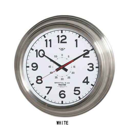 【送料無料】WALL CLOCK 'BRISTOL S-40'【ダルトン DULTON】K725924 (ウォールクロック ブリストル) ホワイト ブラック 壁時計 掛け時計 アナログ 秒針 ステンレス スチール シルバー アナログ計器 インダストリアルのサムネイル