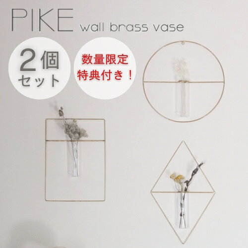 ＼2個セットで特典付き！／【送料無料・あす楽】PIKE wall brass vase【ウエストビレッジトーキョー】フラワーベース ドライフラワー インテリア 花瓶 真鍮 一輪挿し オシャレ ギフト プレゼント 母の日 壁掛け 簡単 賃貸 一人暮らし ガラス 花 画鋲 簡易 簡単 取り外し(z)