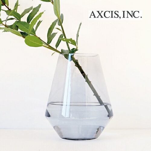 ビッグベース クリスタル グレー【アクシス AXCIS】hs3080 花瓶 フラワーベース シンプル インテリア 植物 花 ドライフラワー 枝物 一輪挿し 北欧 ビッグサイズ オブジェ リビング 寝室 玄関 新生活 おしゃれ 大きい アンニュイ クリア